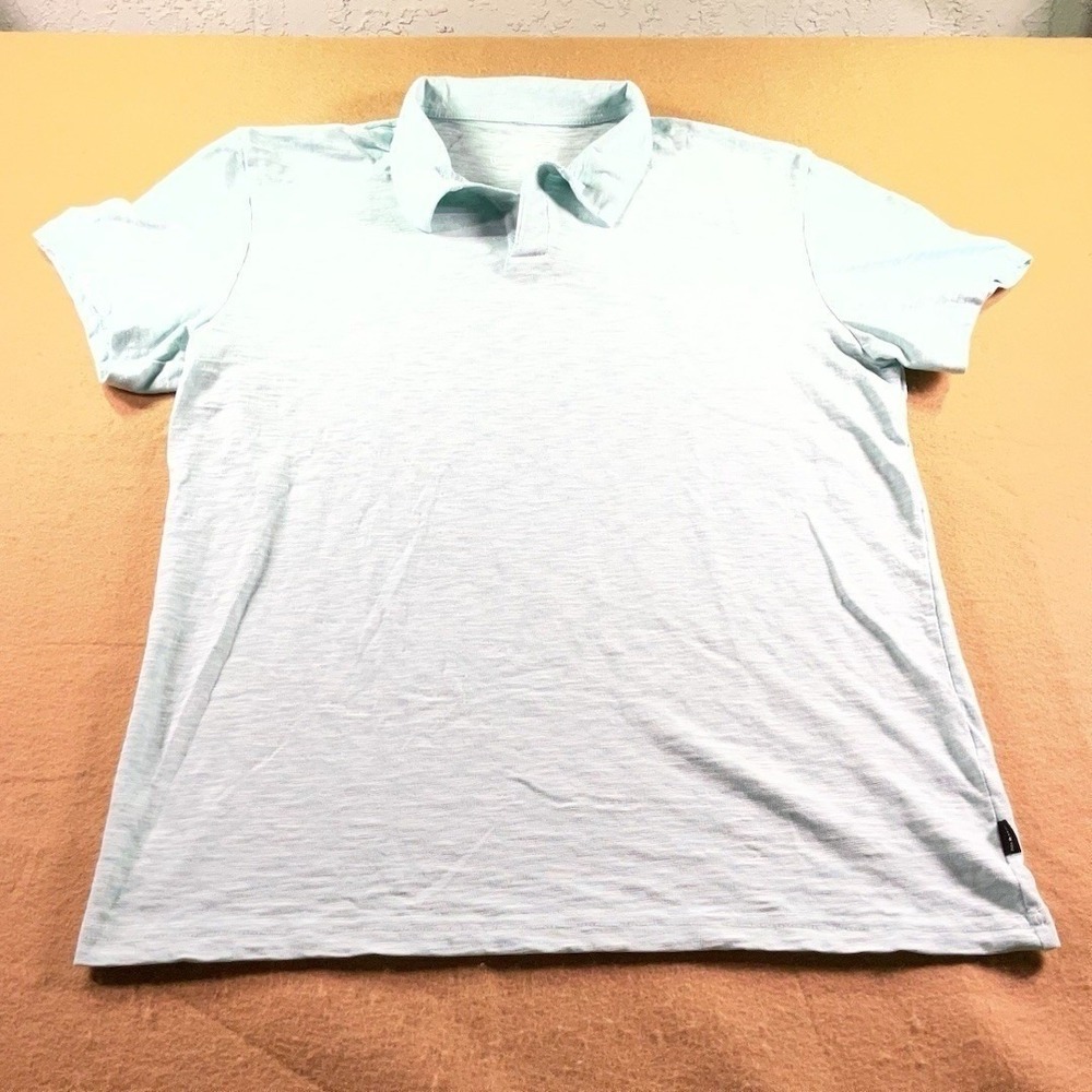 Lucky Brand Venice Burnout Polo Shirt Mens M Light Blue Short Sleeve Casual